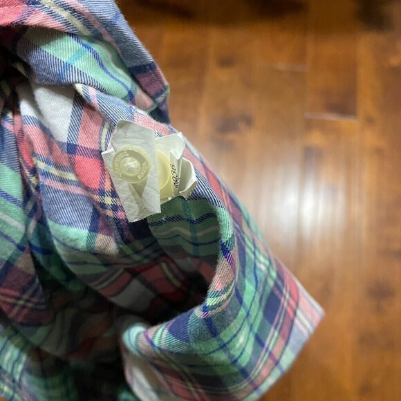 Vineyard Vines Whale Button Down Plaid Green Pink Shirt Cotton Men's Size XS - Picture 8 of 9